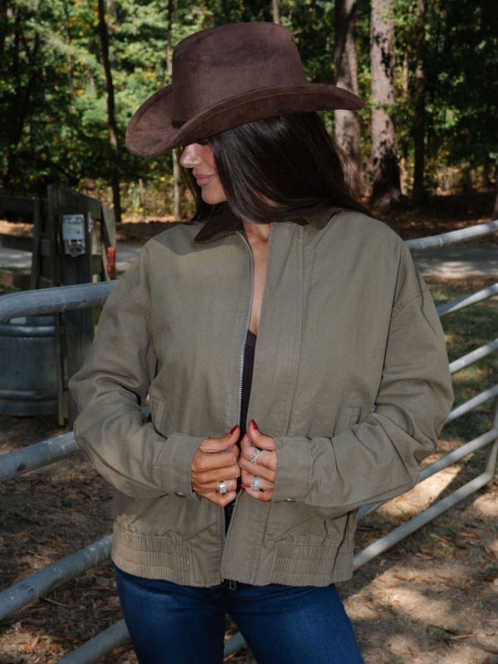 These three boutique beau bomber jacket nwt olive